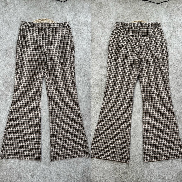 SOLD | By Anthropologie Houndstooth Knit Tweed Flare Pants Pull On High Rise LT - Picture 2 of 16